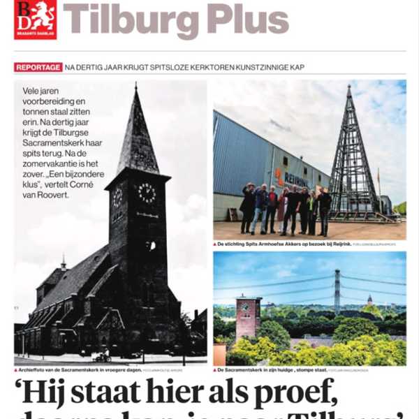 Na dertig jaar krijgt de Sacramentskerk in Tilburg haar spits terug!